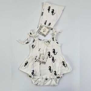 Kate Quinn Seahorse Set: Elf Style Bonnet & Bodysuit Twirl Dress